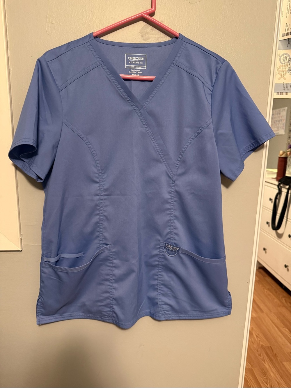 Cherokee Blue V-Neck Medical Scrub Top